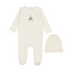 Lilette White Bear Embroidered 2Pc Set (Footie + Hat)